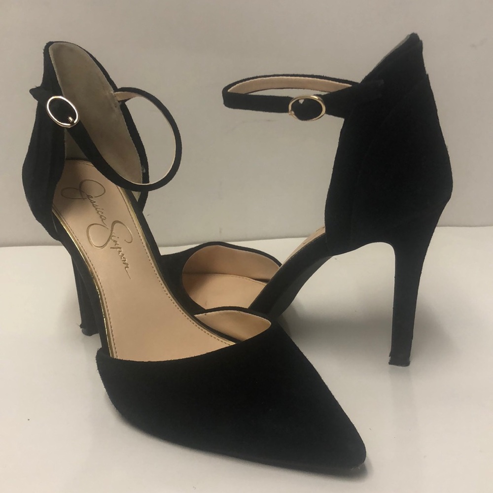 Jessica Simpson Carlette Heel Black Suede pump 8M - Picture 1 of 8